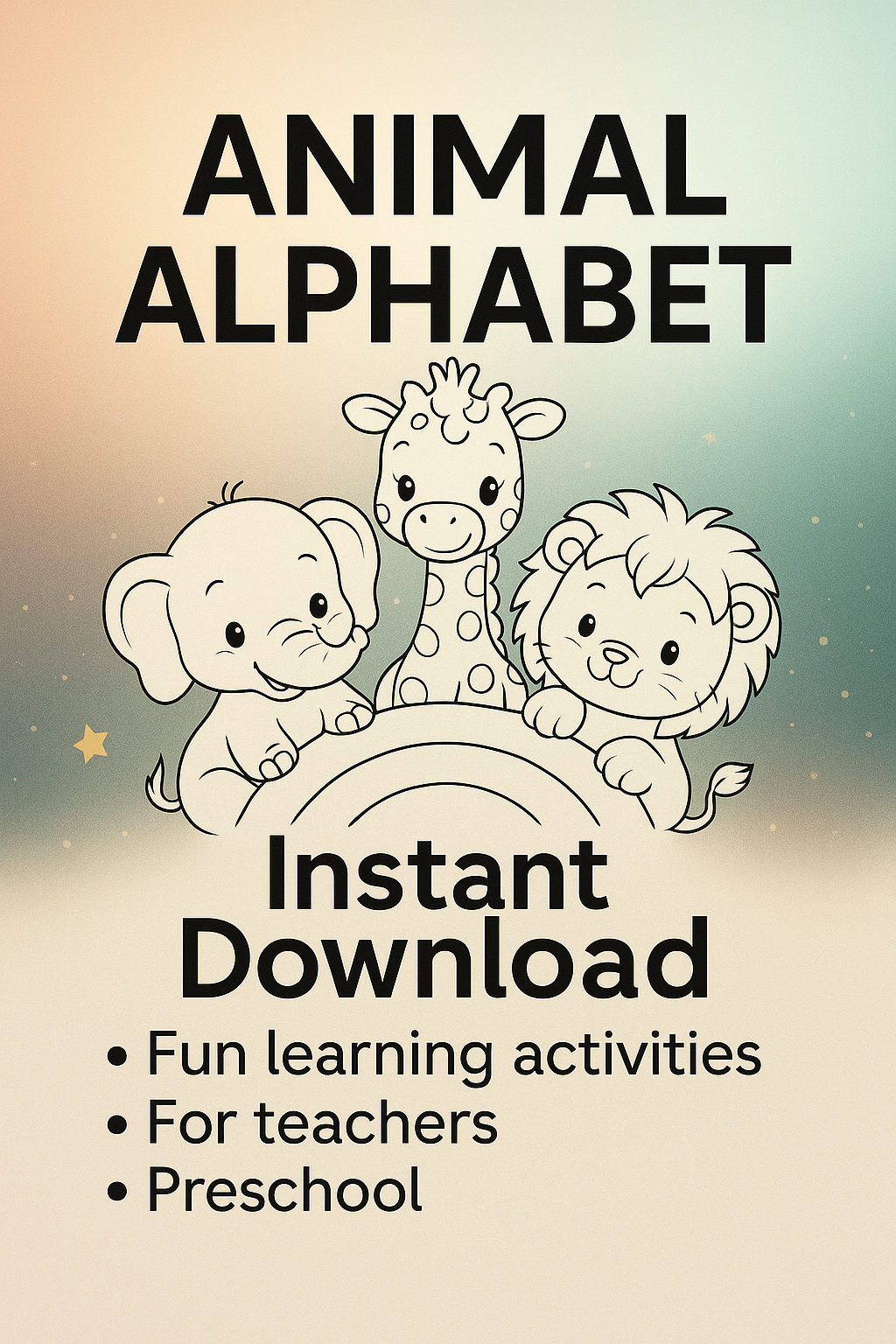 Alphabet Coloring Book, A–Z  Animal Printable, Kids Learning & Coloring Pages, Instant Download Activity Book