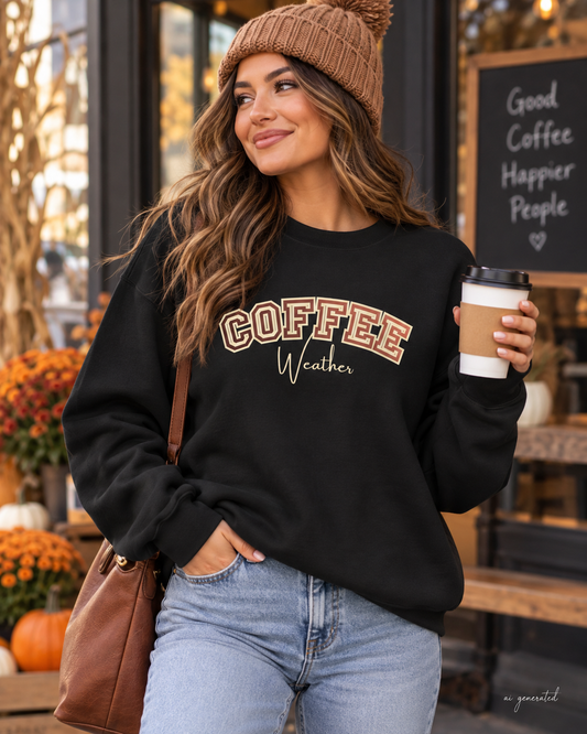 Coffee Weather Crewneck Sweatshirt — Cozy Fall Coffee Pullover