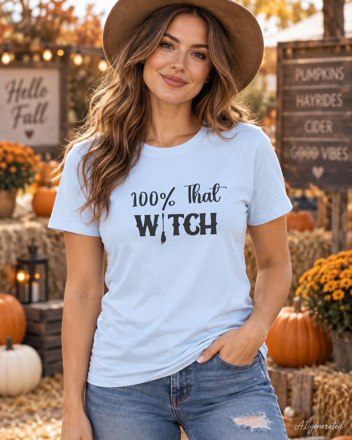 100% That Witch Halloween Shirt | Funny Witch Graphic Tee | Sassy Halloween T-Shirt for Women