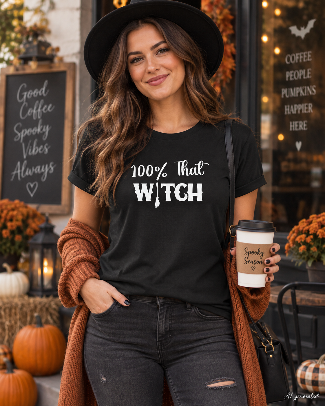 100% That Witch Halloween Shirt | Funny Witch Graphic Tee | Sassy Halloween T-Shirt for Women