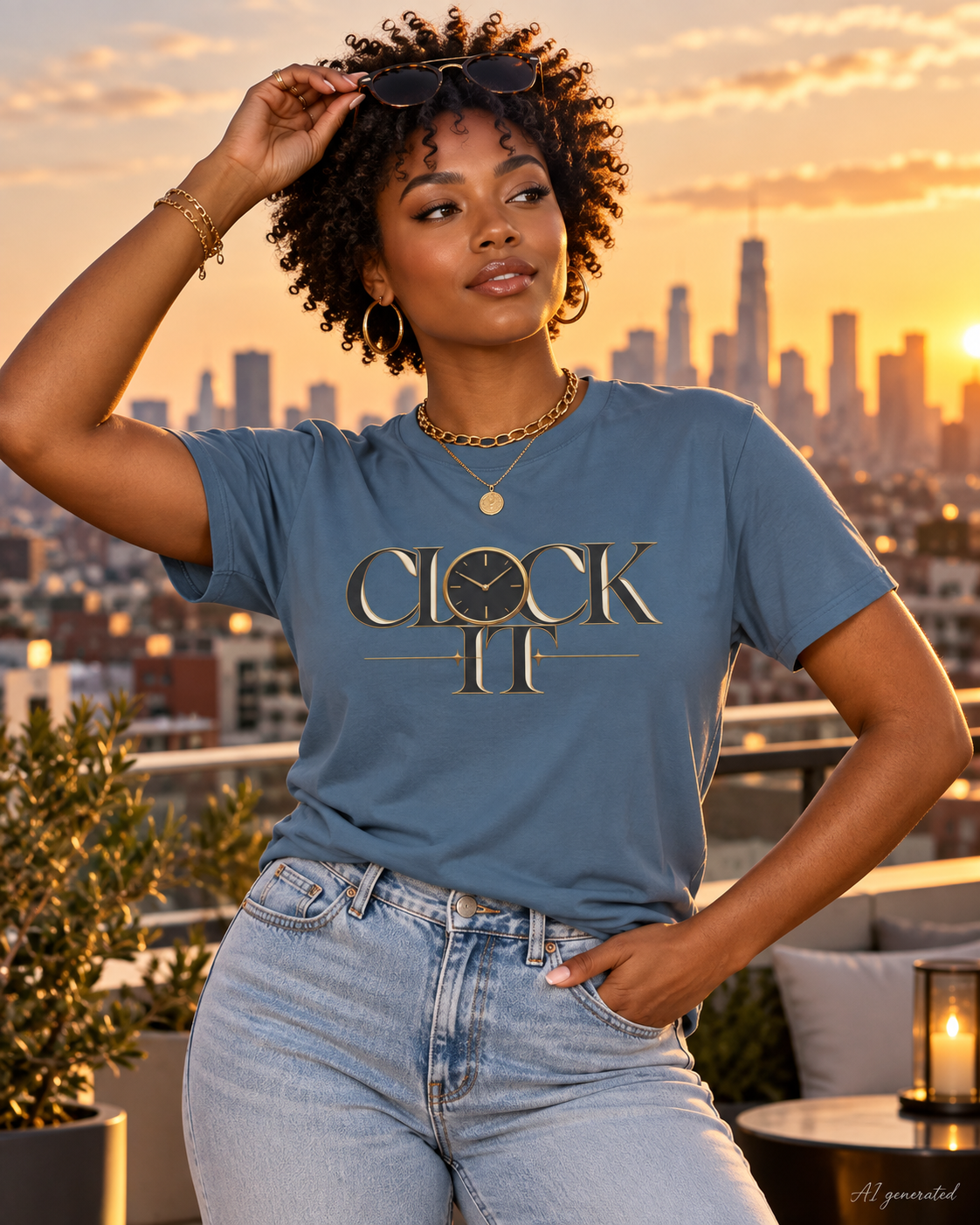 Clock It Gold Graphic Tee | Trendy Unisex Streetwear Shirt