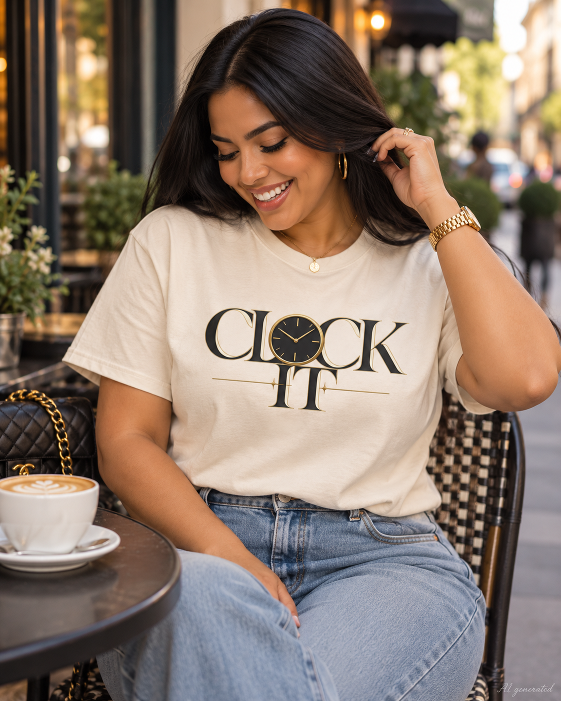 Clock It Gold Graphic Tee | Trendy Unisex Streetwear Shirt