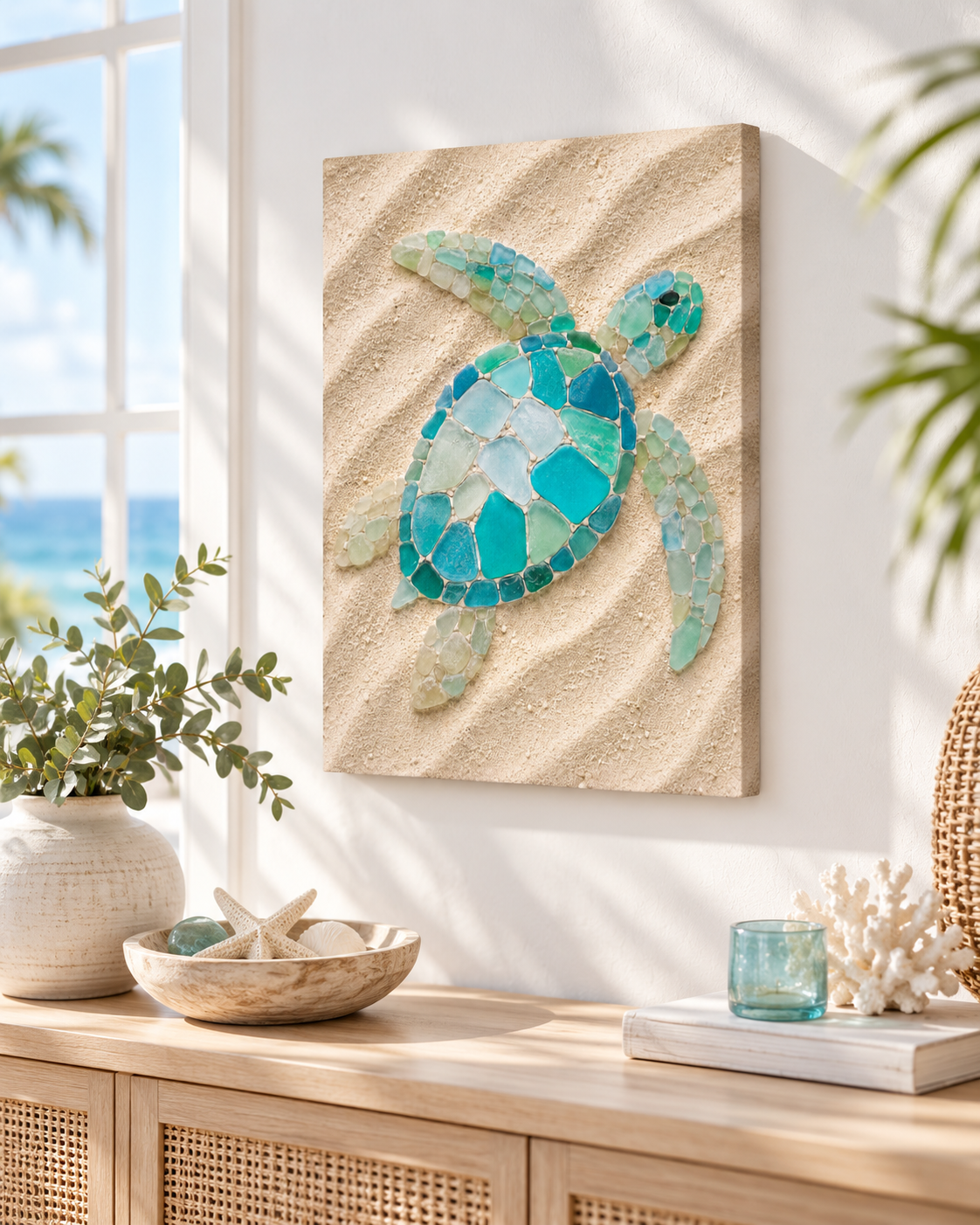 Sea Glass Turtle Wall Art | Poster or Canvas