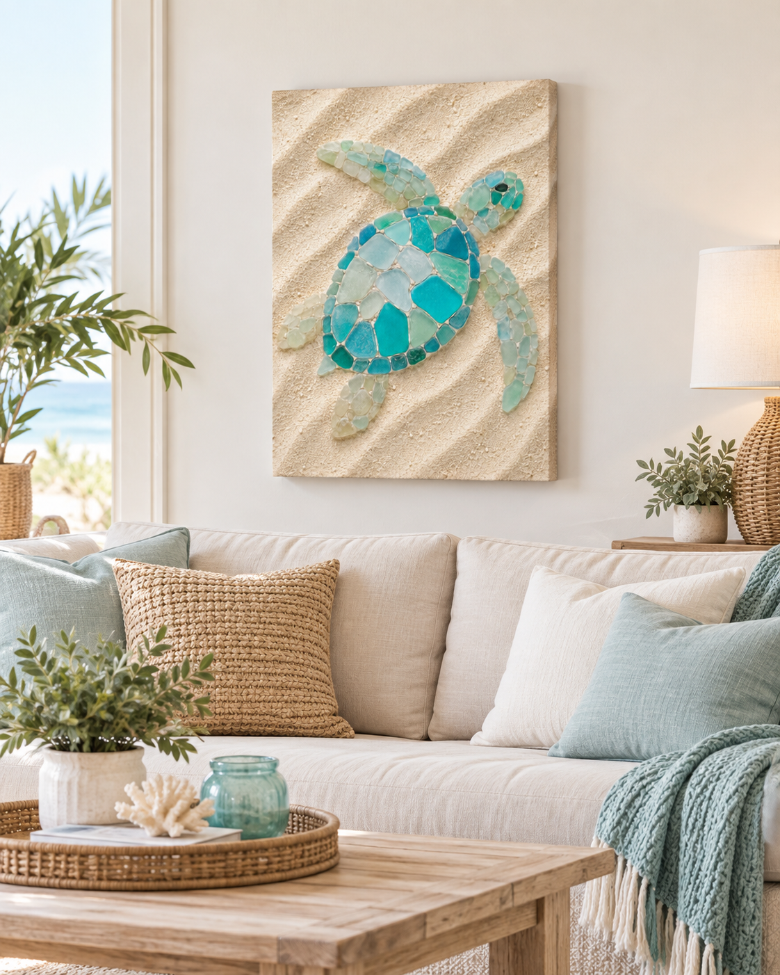 Sea Glass Turtle Wall Art | Poster or Canvas