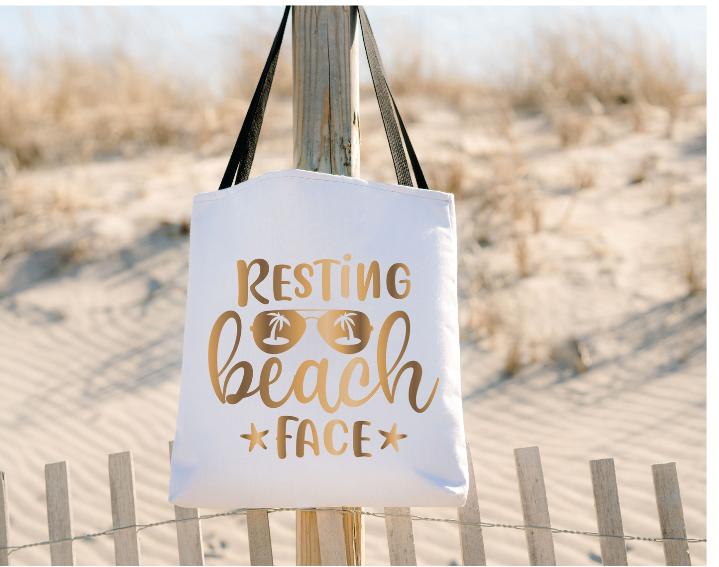 Resting Beach Face Summer Tote,  Beach Bag, Overnight Bag, Cute Sassy Bag, Poolside Bag, Vacay Bag