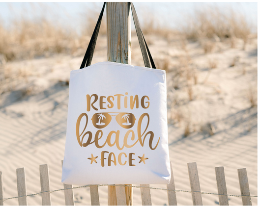 Resting Beach Face Summer Tote,  Beach Bag, Overnight Bag, Cute Sassy Bag, Poolside Bag, Vacay Bag