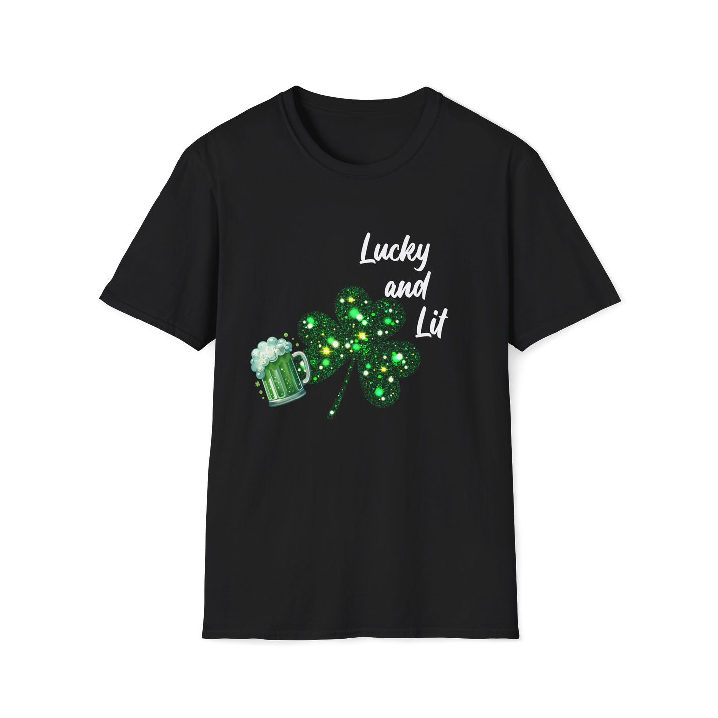 Lucky and Lit Shamrock T-Shirt — St. Patrick's Day Beer Tee
