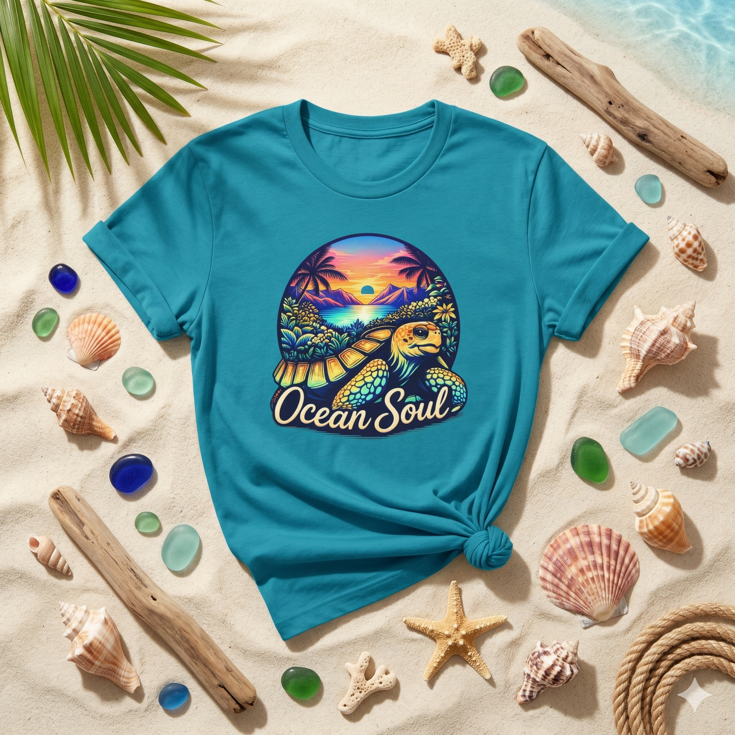 Ocean Soul Shirt, Sea Turtle Sunset Tee, Beach Aesthetic Shirt, Coastal Vibes Shirt, Tropical Ocean Shirt, Beach Lover Gift
