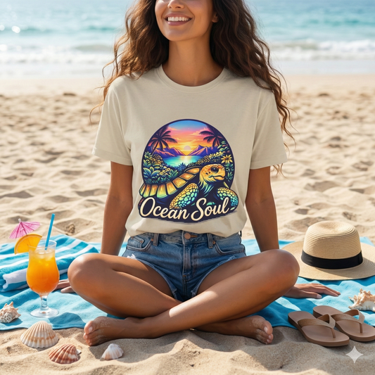 Ocean Soul Shirt, Sea Turtle Sunset Tee, Beach Aesthetic Shirt, Coastal Vibes Shirt, Tropical Ocean Shirt, Beach Lover Gift