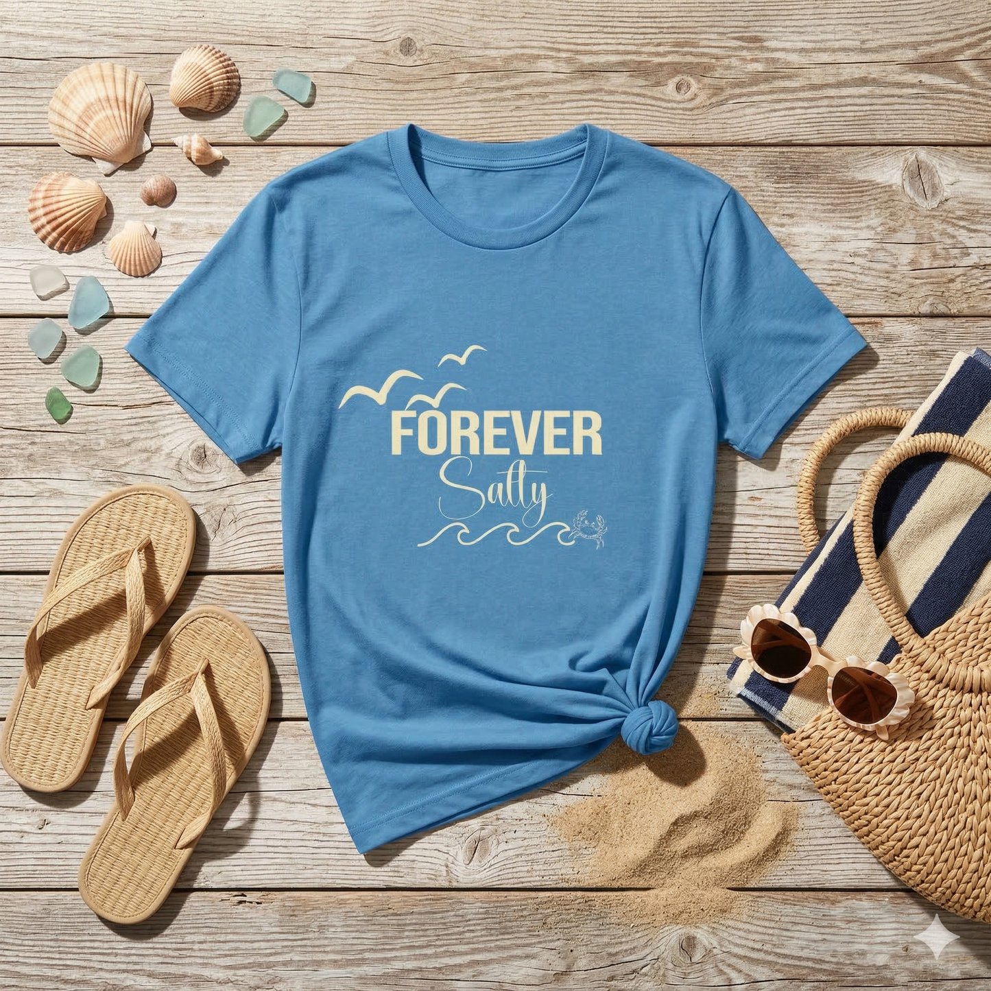 Forever Salty Shirt, Beach Graphic Tee, Coastal Aesthetic T-Shirt, Ocean Lover Gift, Summer Vacation Shirt, Cute Beach Outfit Top