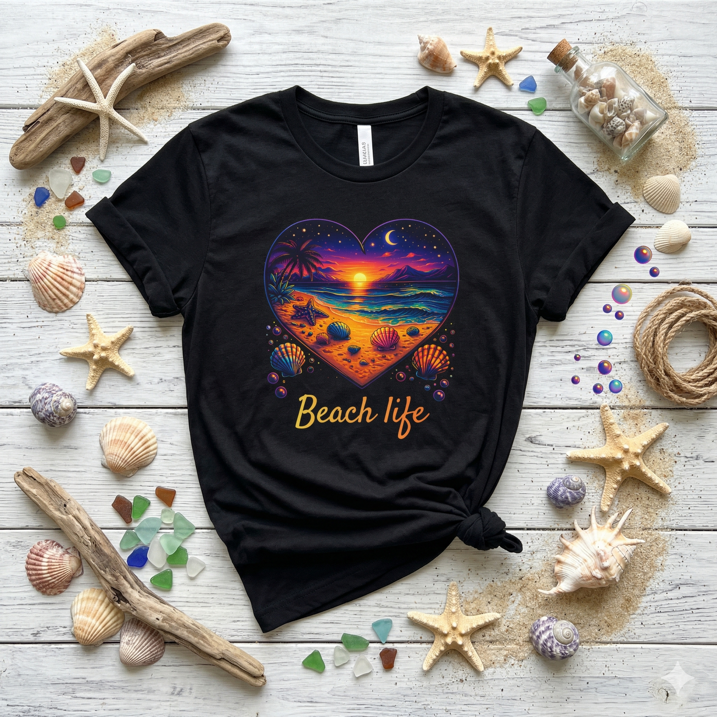 Beach Life Shirt, Sunset Beach Graphic Tee, Tropical Aesthetic Shirt, Ocean Sunset Tee, Coastal Vibes Shirt, Summer Beach Shirt, Neon Beach Design