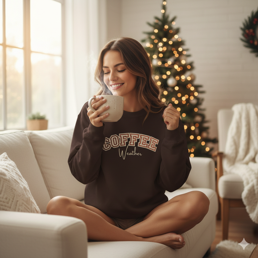 Coffee Weather Crewneck Sweatshirt — Cozy Fall Coffee Pullover