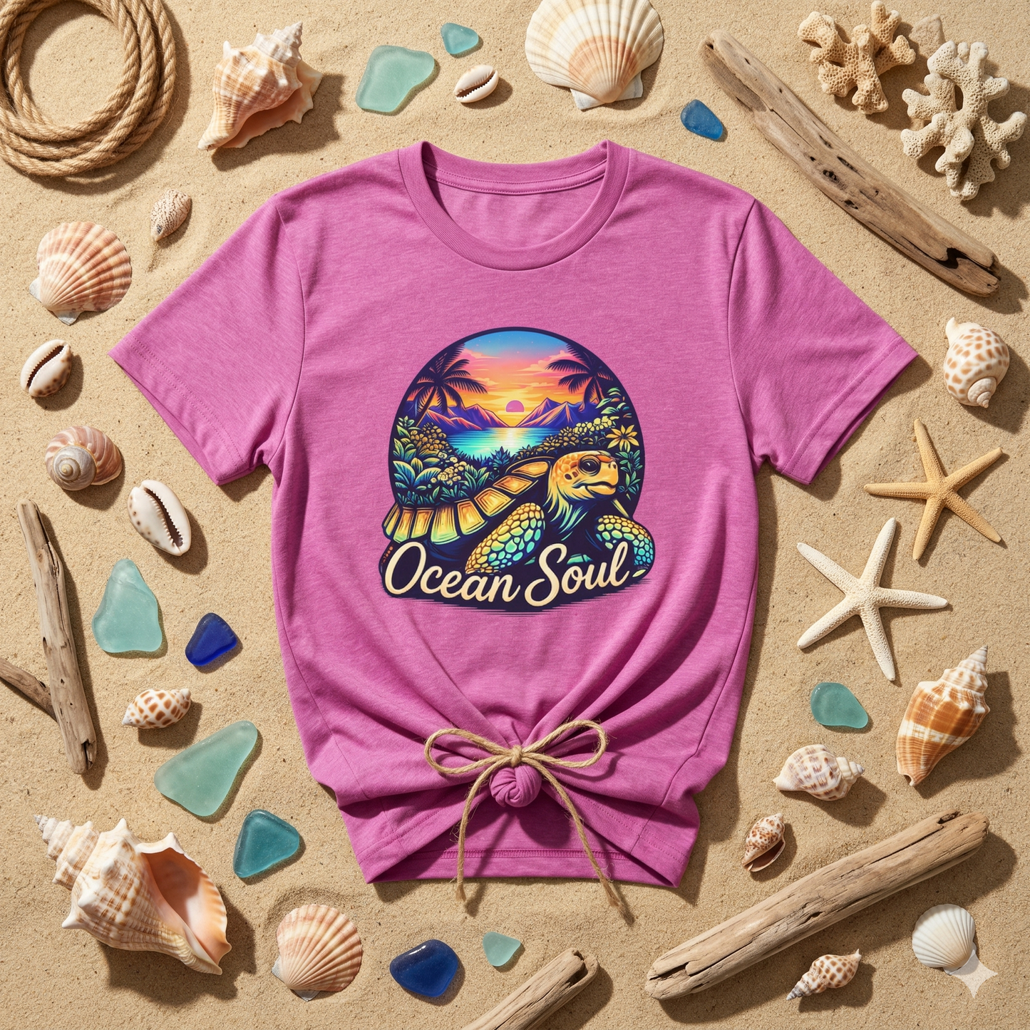 Ocean Soul Shirt, Sea Turtle Sunset Tee, Beach Aesthetic Shirt, Coastal Vibes Shirt, Tropical Ocean Shirt, Beach Lover Gift