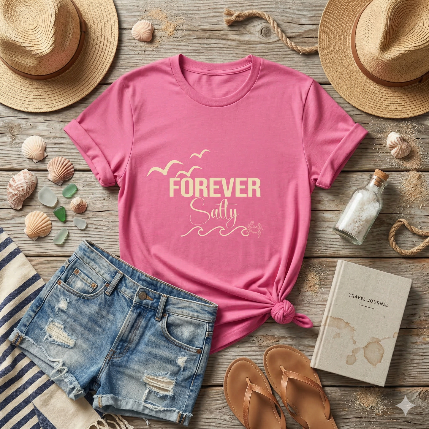 Forever Salty Shirt, Beach Graphic Tee, Coastal Aesthetic T-Shirt, Ocean Lover Gift, Summer Vacation Shirt, Cute Beach Outfit Top