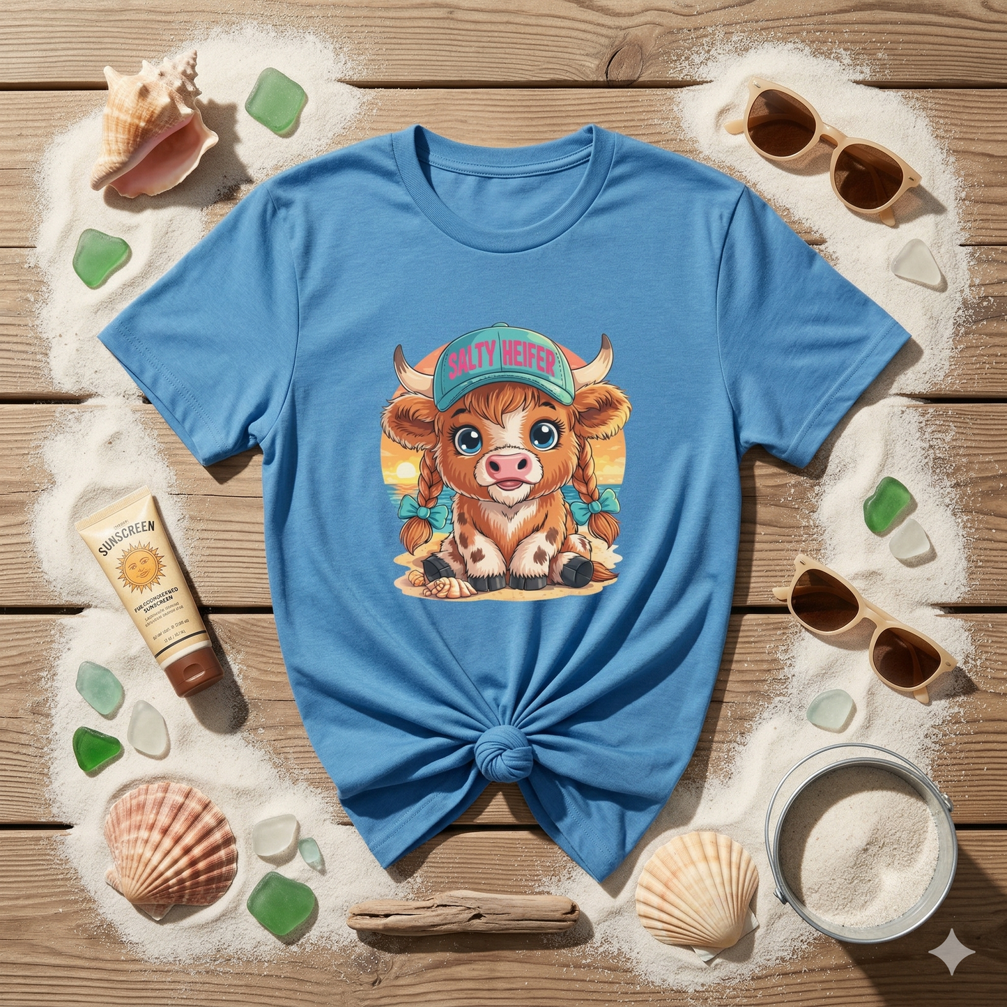 Salty Heifer Beach Shirt, Cute Cow Beach Tee, Highland Cow Summer Shirt, Funny Beach Cow Shirt, Coastal Cow Graphic Tee, Summer Vacation Shirt