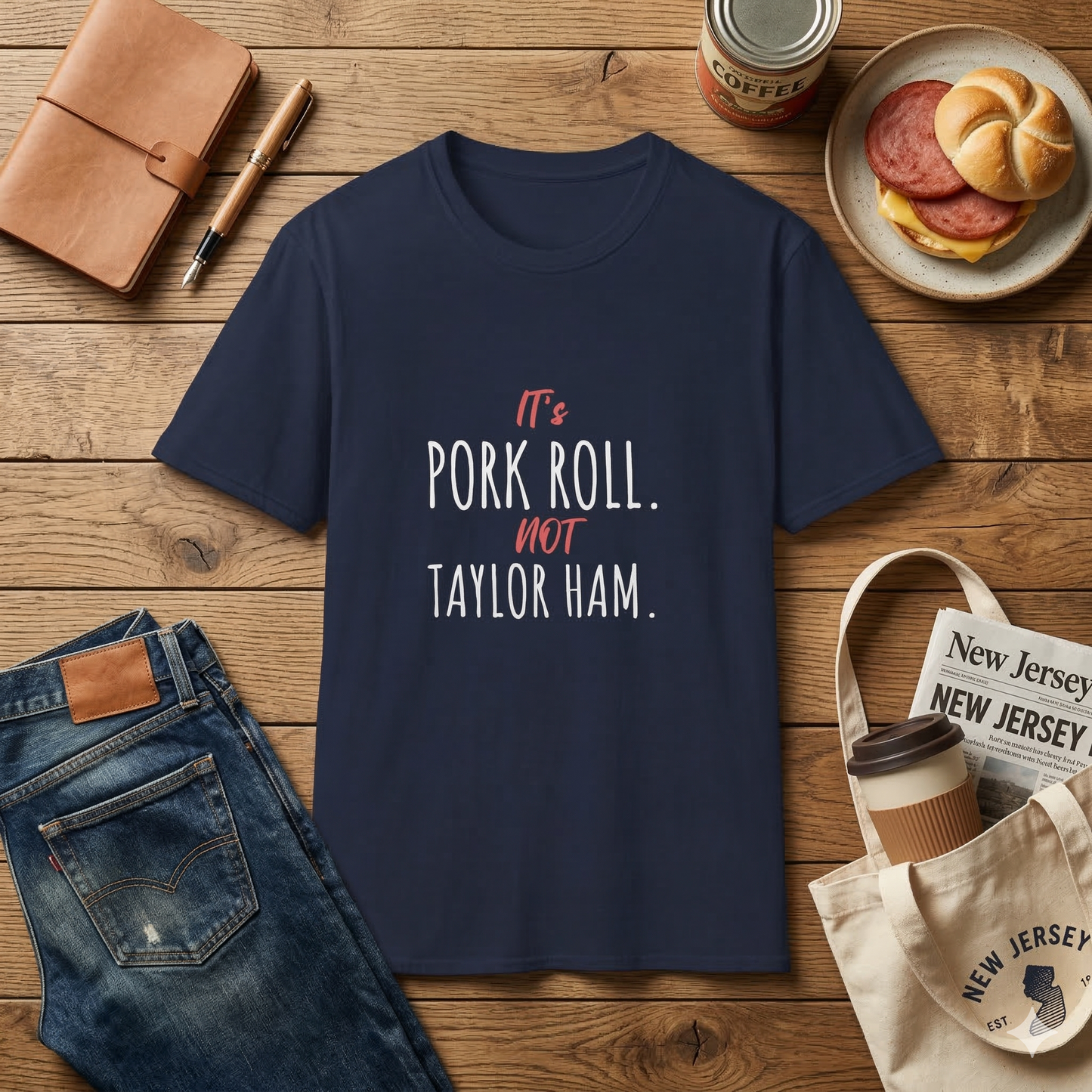 It’s Pork Roll Not Taylor Ham T-Shirt – Funny New Jersey Shirt – Jersey Humor Tee – NJ Pork Roll Debate Shirt – Garden State Gift