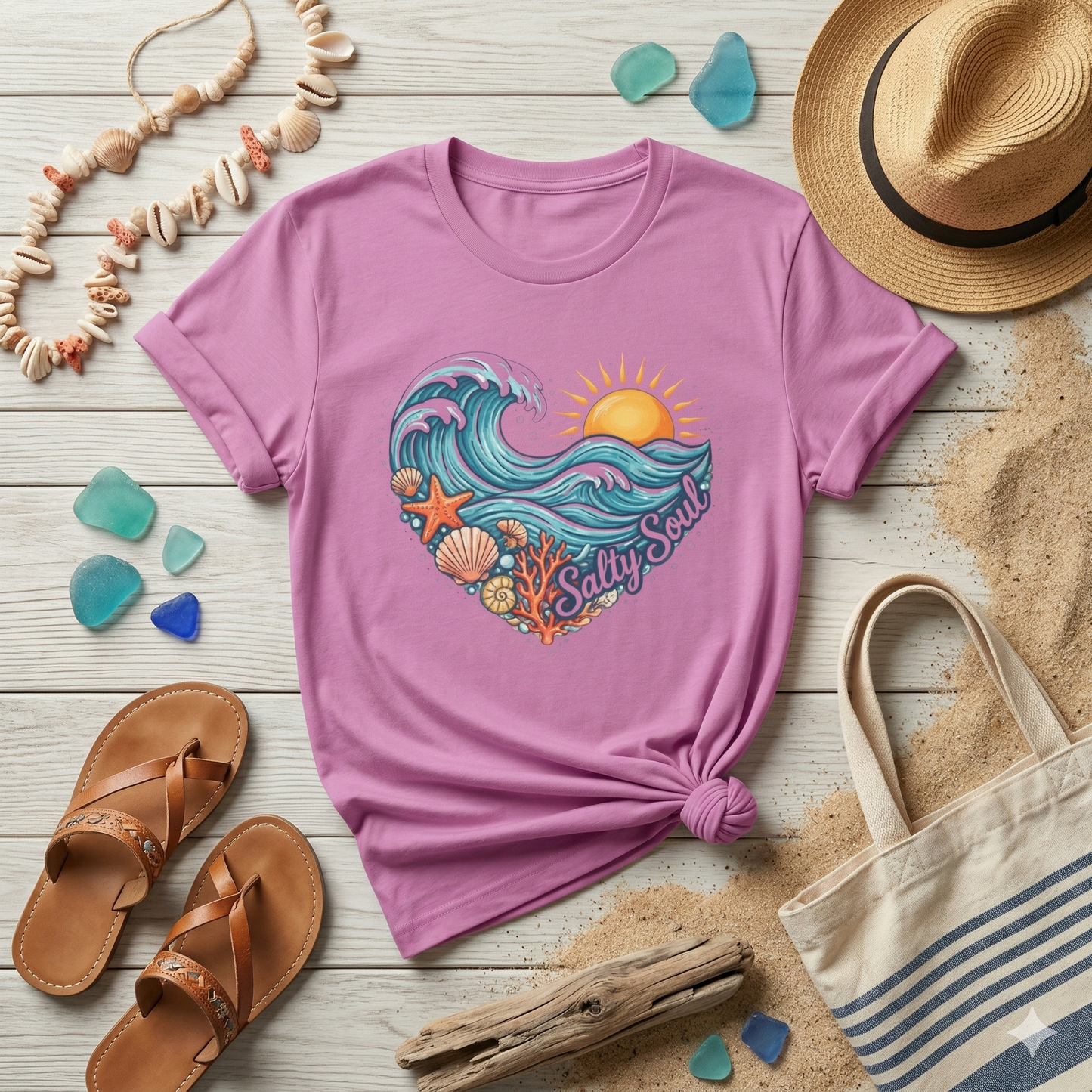 Salty Soul Ocean Shirt, Beach Wave Heart Tee, Coastal Graphic Shirt, Summer Beach Shirt, Ocean Lover Gift, Seaside Vibes Tee