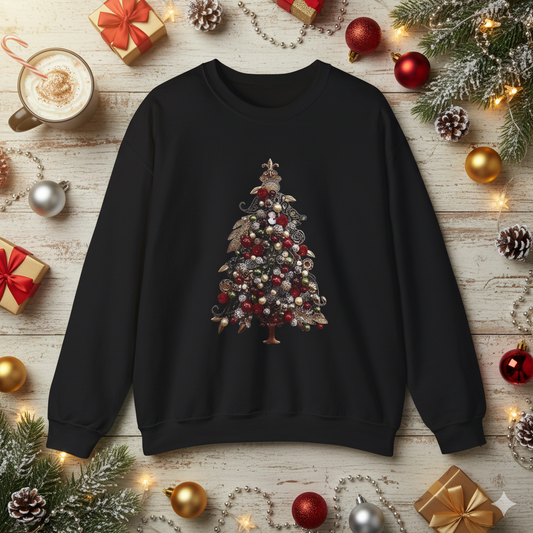 Christmas Tree Crewneck Sweatshirt — Festive Ornament Tree Holiday Sweater
