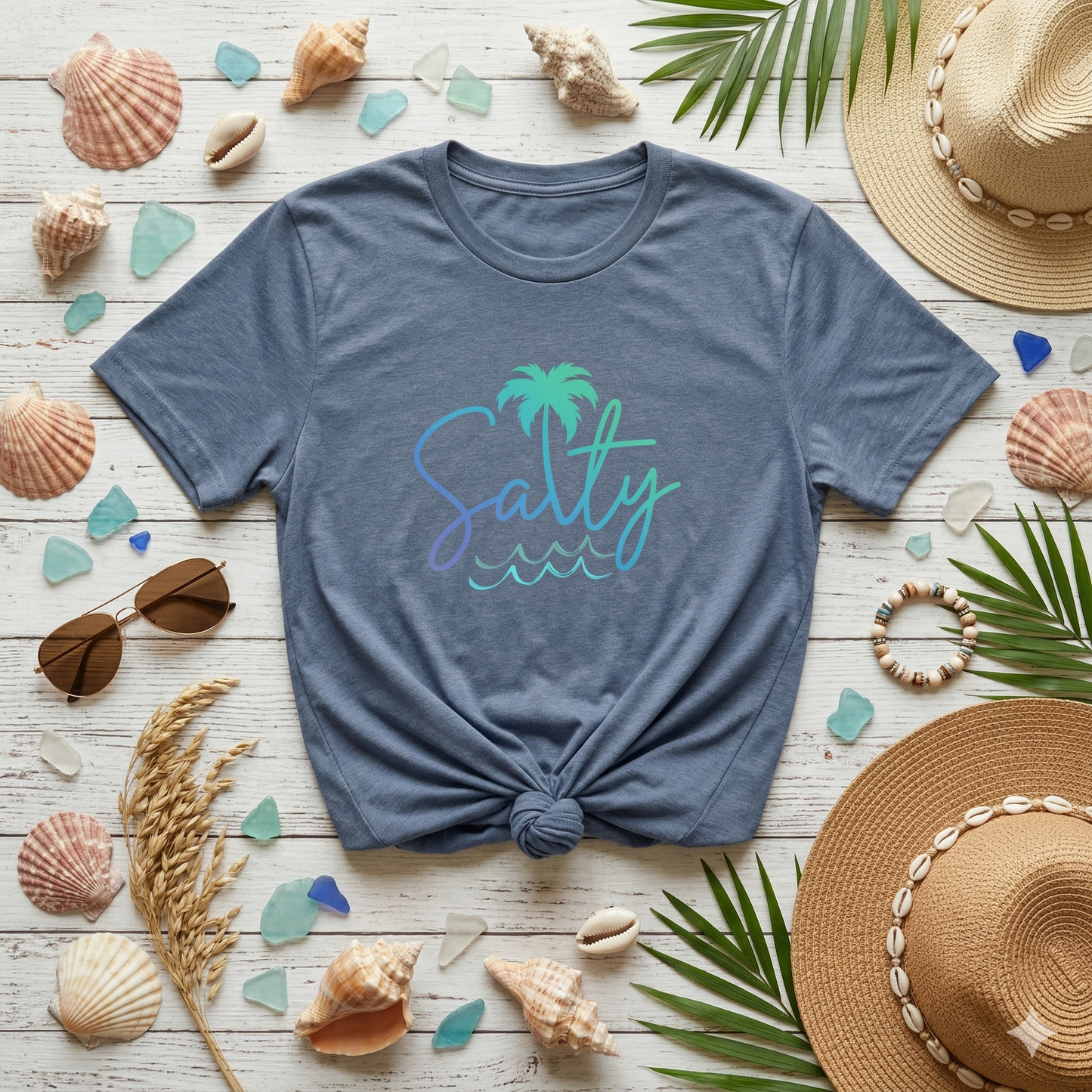 Salty Shirt, Beach Vibes Tee, Coastal Graphic Shirt, Palm Tree Ocean Shirt, Summer Aesthetic Shirt, Minimal Beach Tee, Ocean Lover Gift