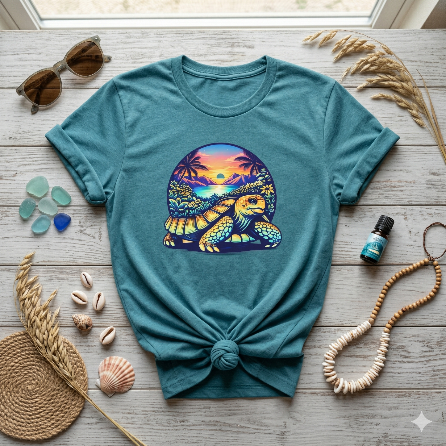 Sea Turtle Sunset Shirt, Beach Turtle Tee, Ocean Aesthetic Shirt, Coastal Graphic Tee, Tropical Sunset Shirt, Beach Lover Gift