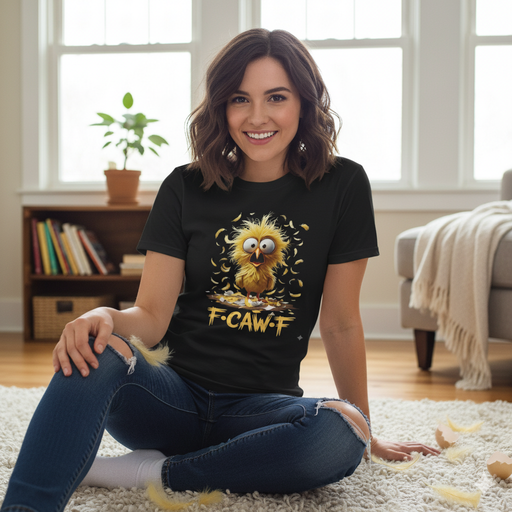 F-Caww-F Fun Unisex T-Shirt, Funny Chicken F-Caw-F Shirt | Sassy Farm Animal Tee | Coffee & Chaos Morning Chicken Shirt | Humorous Farm Life Gift