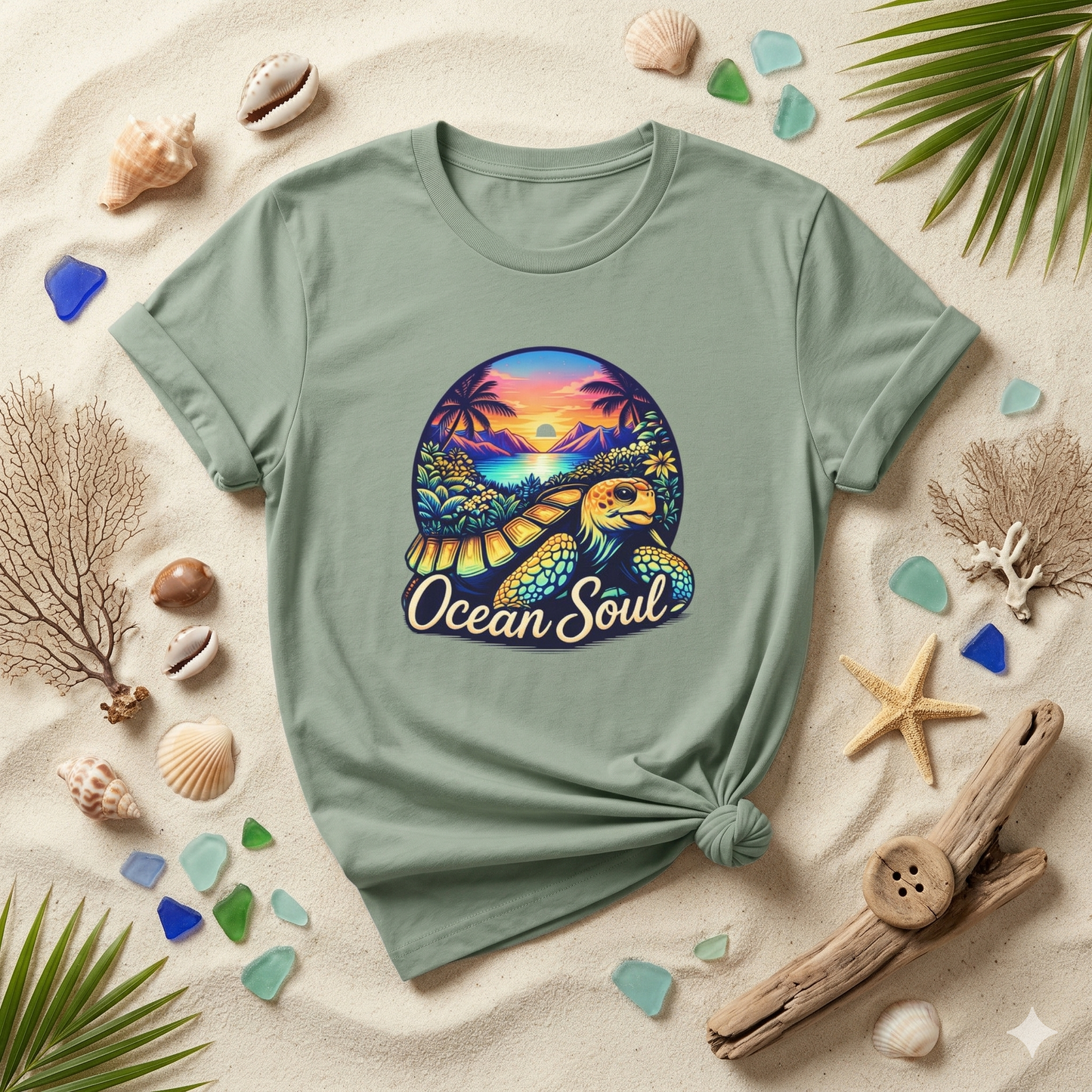 Ocean Soul Shirt, Sea Turtle Sunset Tee, Beach Aesthetic Shirt, Coastal Vibes Shirt, Tropical Ocean Shirt, Beach Lover Gift