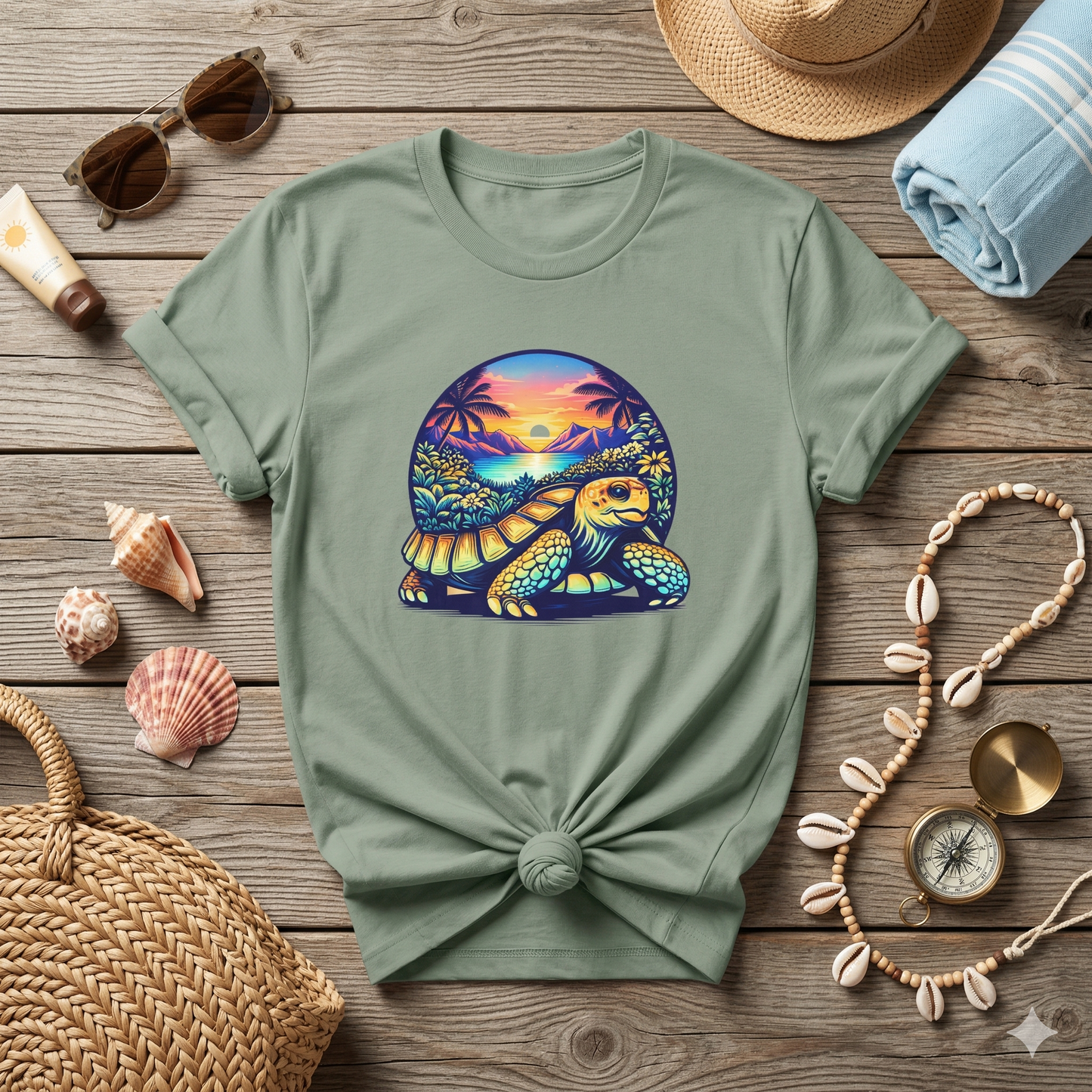 Sea Turtle Sunset Shirt, Beach Turtle Tee, Ocean Aesthetic Shirt, Coastal Graphic Tee, Tropical Sunset Shirt, Beach Lover Gift