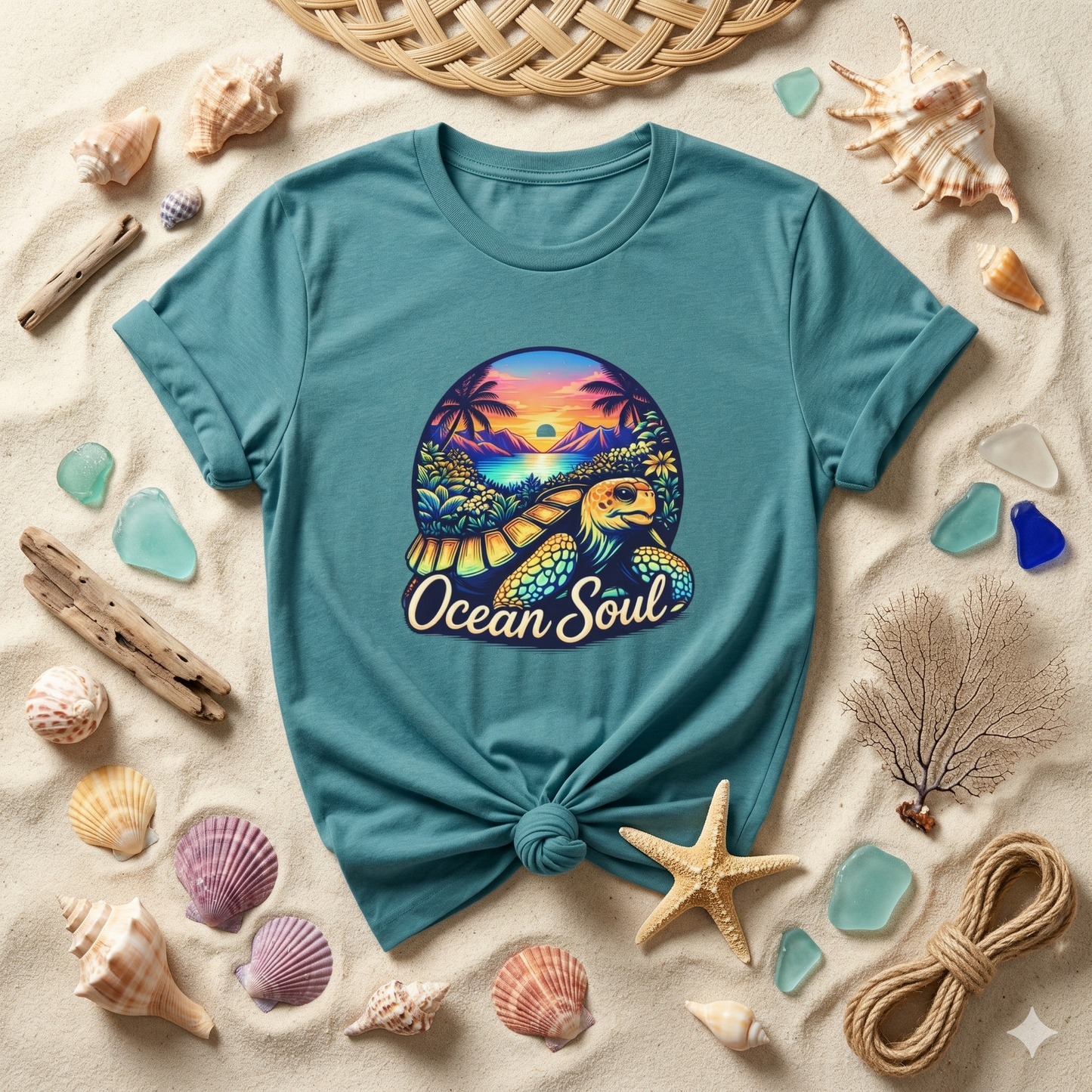 Ocean Soul Shirt, Sea Turtle Sunset Tee, Beach Aesthetic Shirt, Coastal Vibes Shirt, Tropical Ocean Shirt, Beach Lover Gift