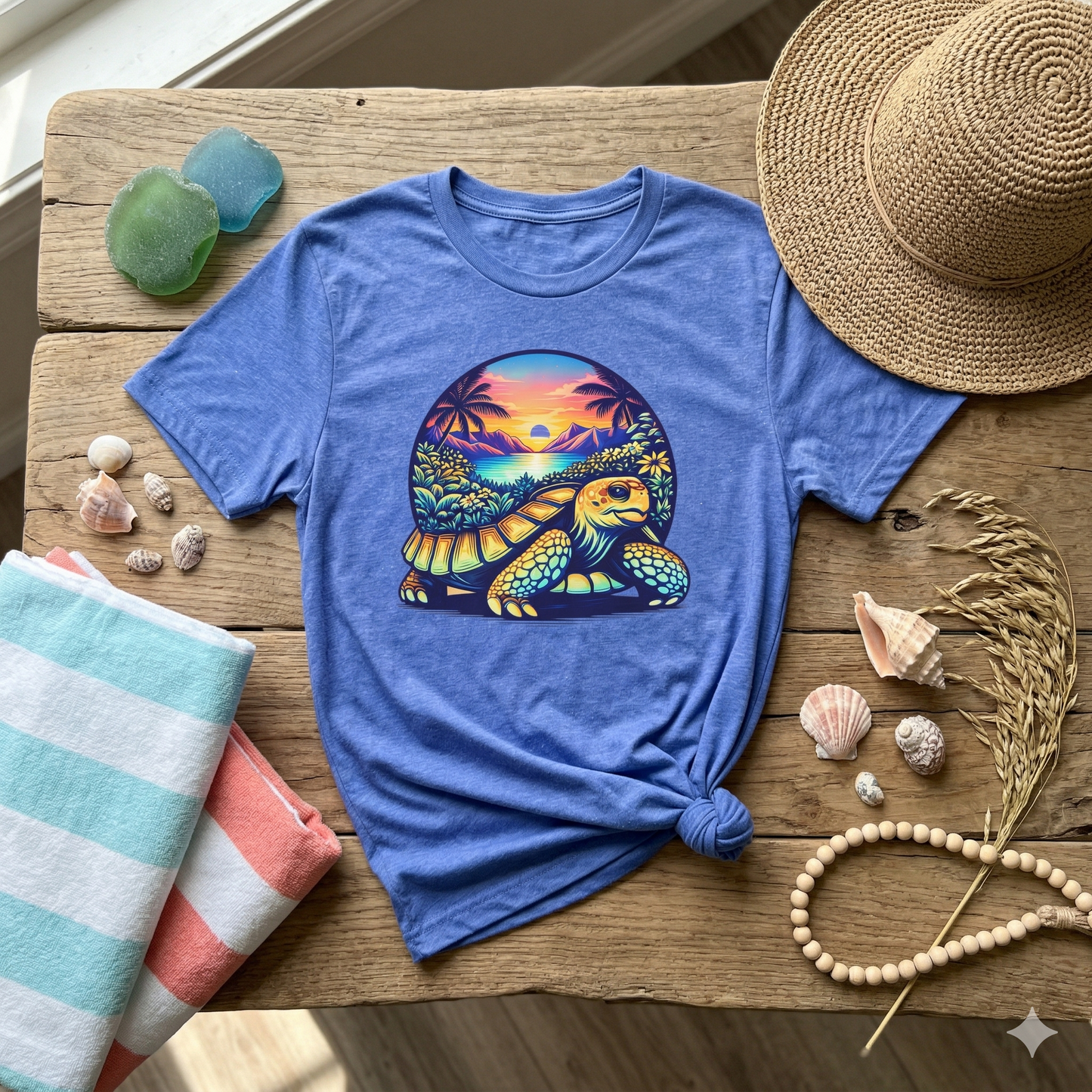 Sea Turtle Sunset Shirt, Beach Turtle Tee, Ocean Aesthetic Shirt, Coastal Graphic Tee, Tropical Sunset Shirt, Beach Lover Gift