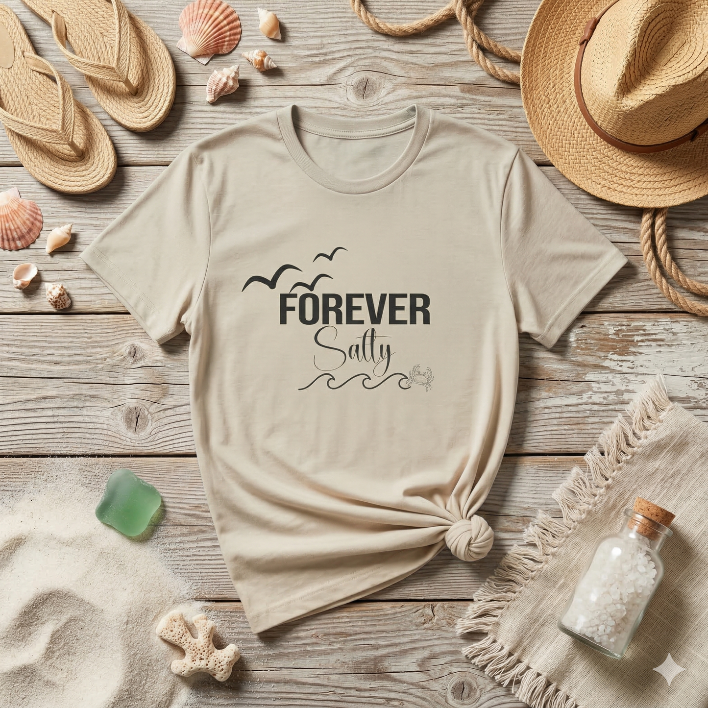 Forever Salty Shirt, Beach Graphic Tee, Coastal Aesthetic T-Shirt, Ocean Lover Gift, Summer Vacation Shirt, Cute Beach Outfit Top