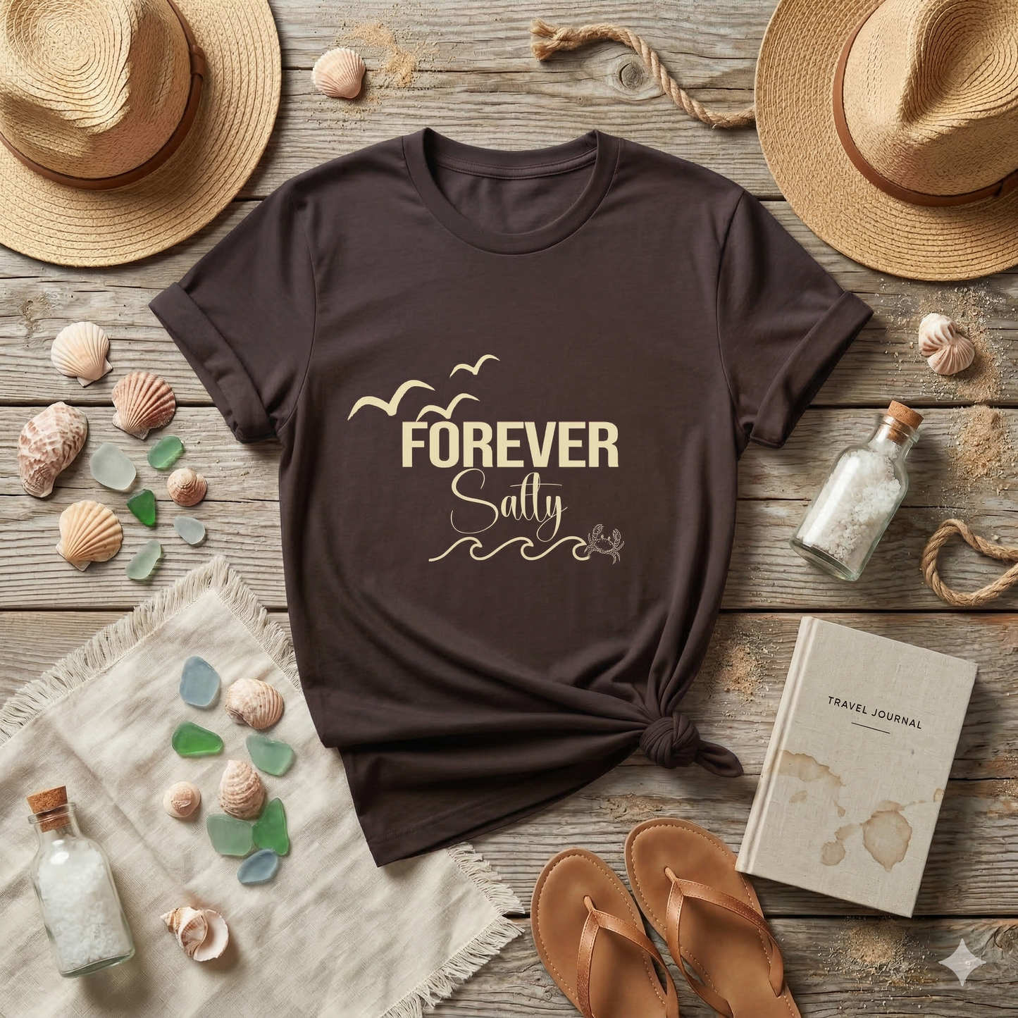 Forever Salty Shirt, Beach Graphic Tee, Coastal Aesthetic T-Shirt, Ocean Lover Gift, Summer Vacation Shirt, Cute Beach Outfit Top