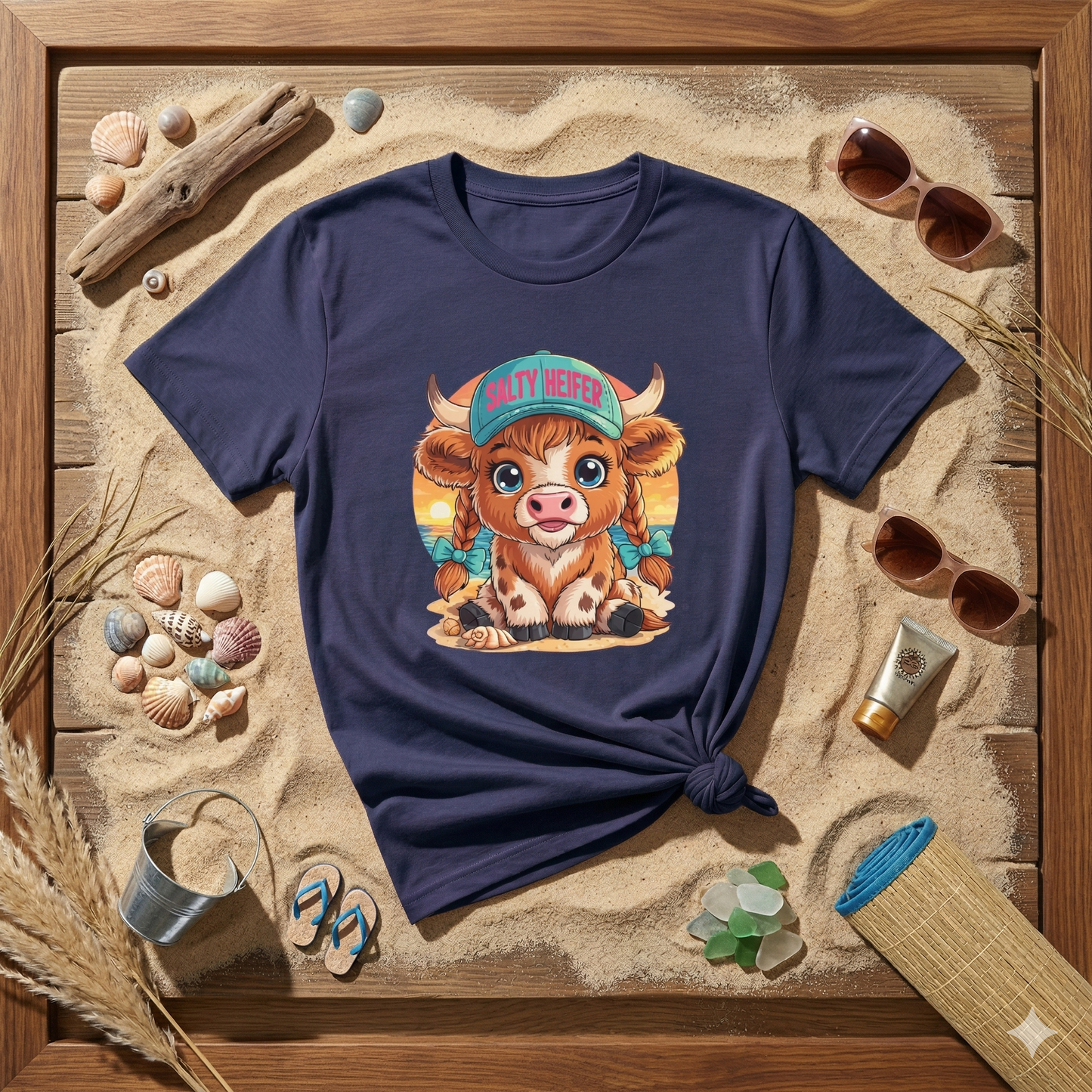 Salty Heifer Beach Shirt, Cute Cow Beach Tee, Highland Cow Summer Shirt, Funny Beach Cow Shirt, Coastal Cow Graphic Tee, Summer Vacation Shirt