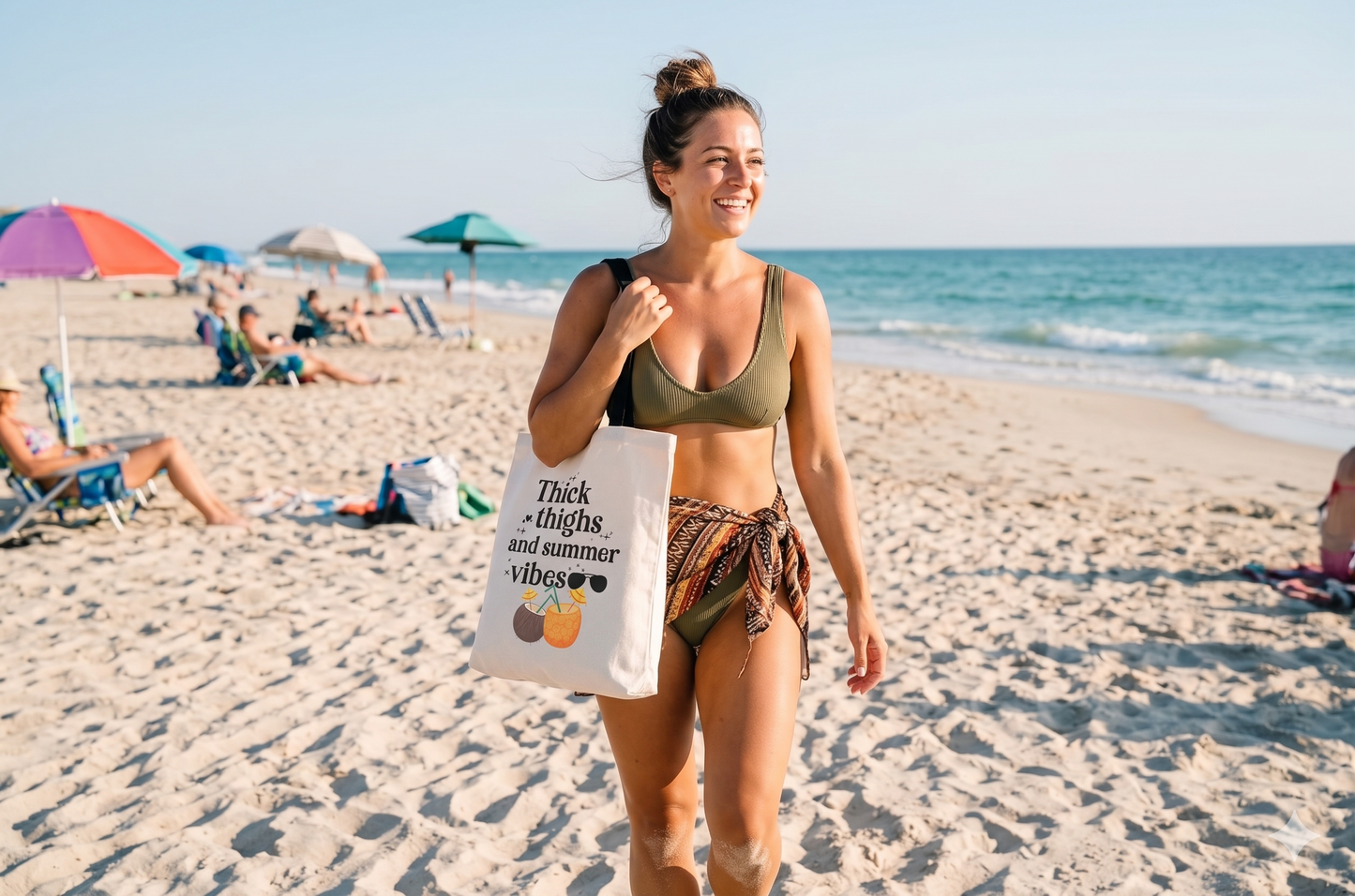 Thick Thighs and Summer Vibes Beach Tote, Summer Fun Beach Bag, 3 Sizes