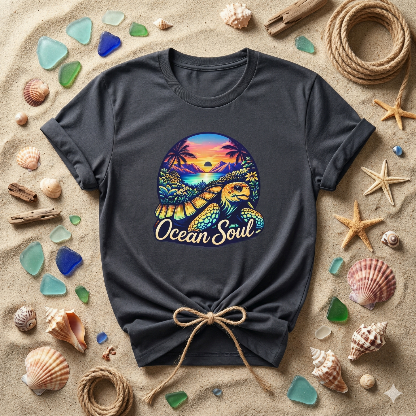 Ocean Soul Shirt, Sea Turtle Sunset Tee, Beach Aesthetic Shirt, Coastal Vibes Shirt, Tropical Ocean Shirt, Beach Lover Gift