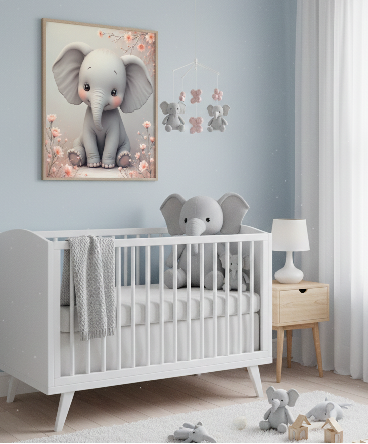 Safari Nursery Wall Art | Lion, Giraffe & Elephant