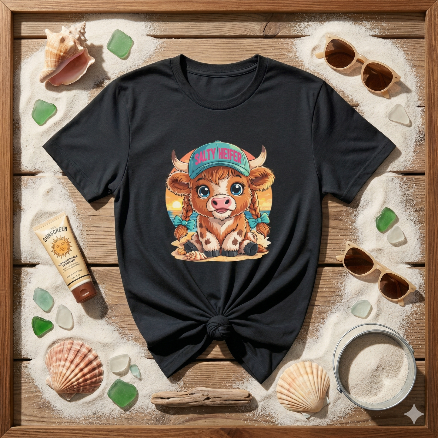 Salty Heifer Beach Shirt, Cute Cow Beach Tee, Highland Cow Summer Shirt, Funny Beach Cow Shirt, Coastal Cow Graphic Tee, Summer Vacation Shirt