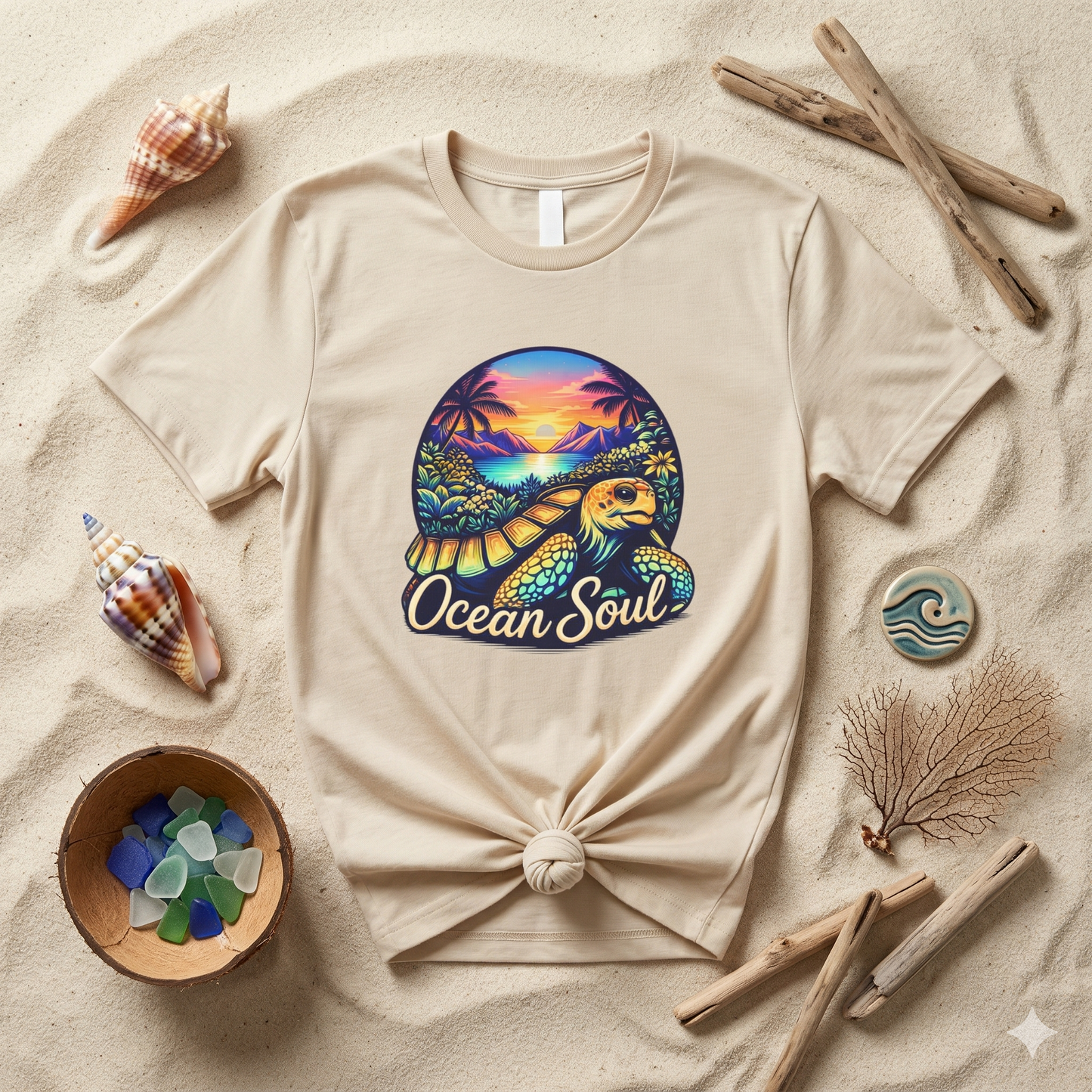Ocean Soul Shirt, Sea Turtle Sunset Tee, Beach Aesthetic Shirt, Coastal Vibes Shirt, Tropical Ocean Shirt, Beach Lover Gift