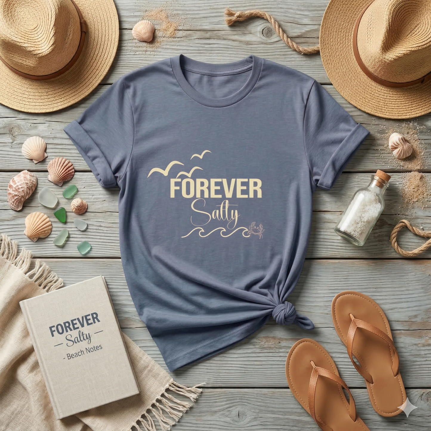 Forever Salty Shirt, Beach Graphic Tee, Coastal Aesthetic T-Shirt, Ocean Lover Gift, Summer Vacation Shirt, Cute Beach Outfit Top
