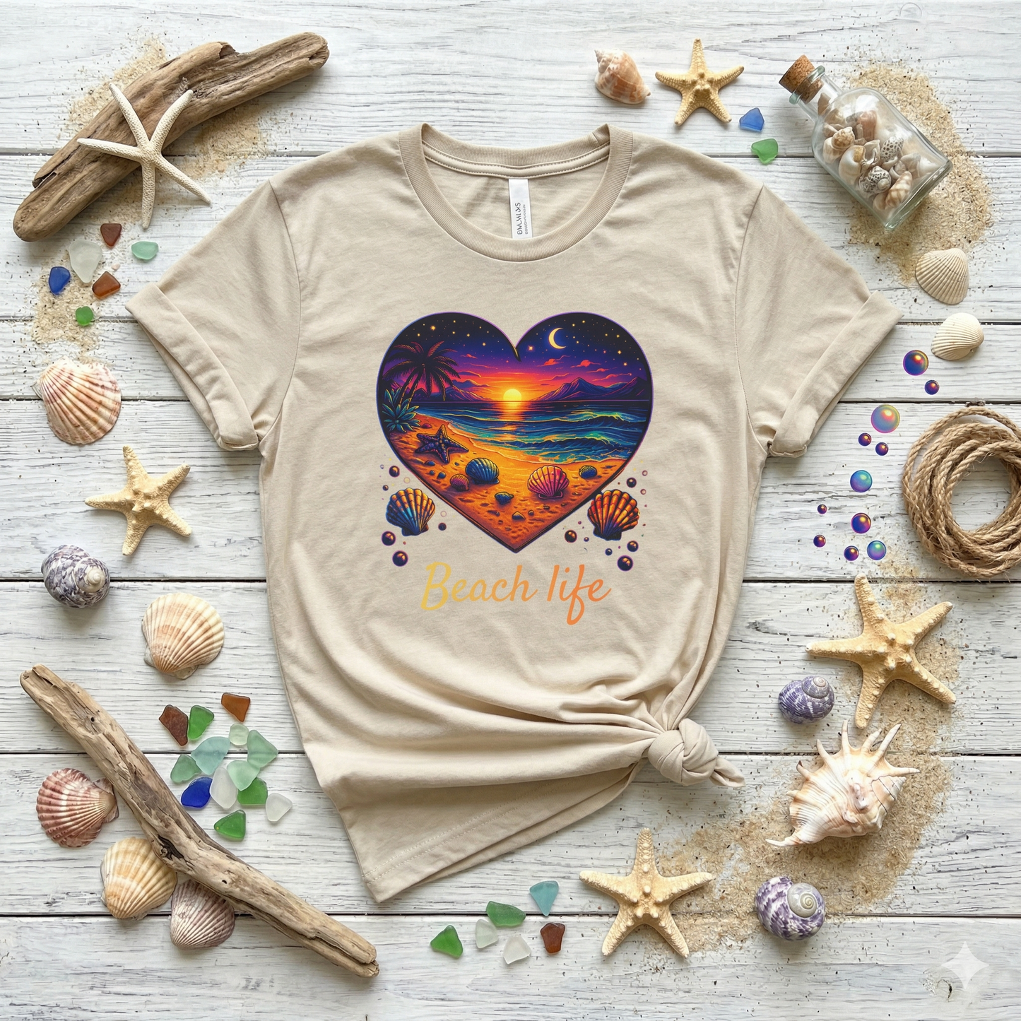 Beach Life Shirt, Sunset Beach Graphic Tee, Tropical Aesthetic Shirt, Ocean Sunset Tee, Coastal Vibes Shirt, Summer Beach Shirt, Neon Beach Design