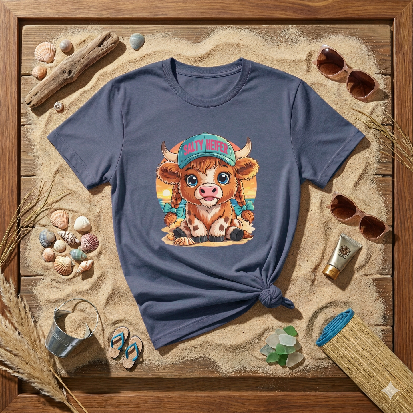 Salty Heifer Beach Shirt, Cute Cow Beach Tee, Highland Cow Summer Shirt, Funny Beach Cow Shirt, Coastal Cow Graphic Tee, Summer Vacation Shirt