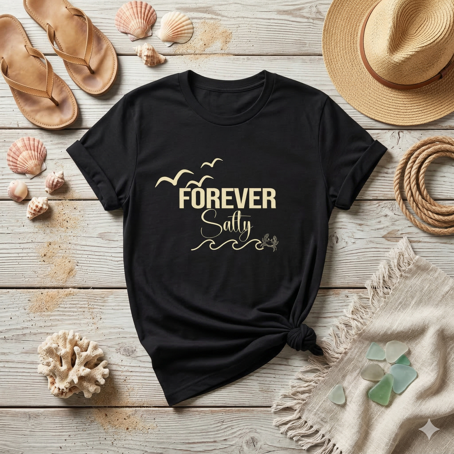 Forever Salty Shirt, Beach Graphic Tee, Coastal Aesthetic T-Shirt, Ocean Lover Gift, Summer Vacation Shirt, Cute Beach Outfit Top