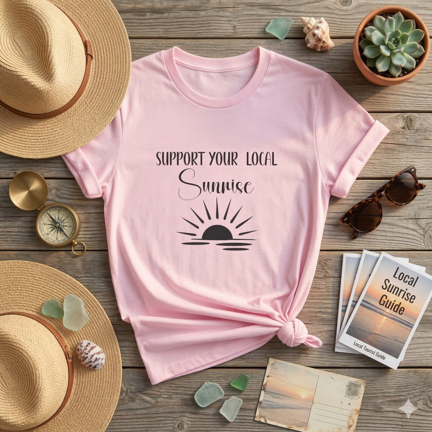 Support Your Local Sunrise T-Shirt – Minimalist Sunrise Graphic Tee – Nature Lover Shirt – Outdoor Adventure Tee – Sunrise Lover Gift
