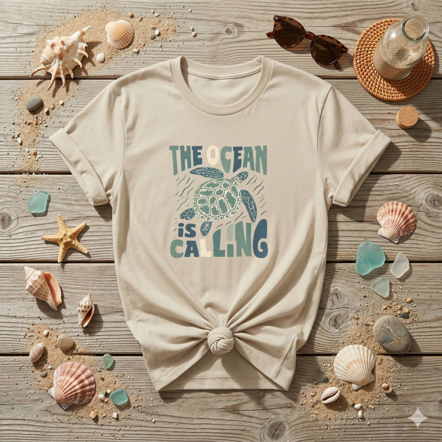 The Ocean Is Calling Shirt, Sea Turtle Tee, Beach Lover Shirt, Ocean Vibes T-Shirt, Coastal Aesthetic Tee, Minimal Turtle Shirt, Summer Beach Tee