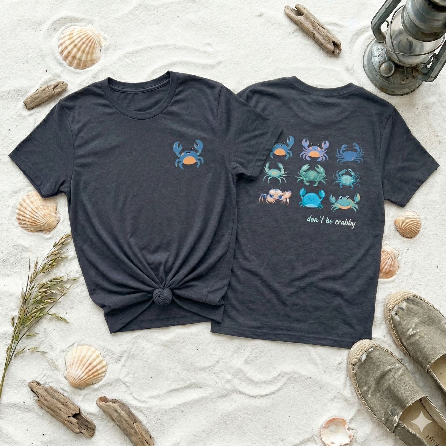 Don’t Be Crabby Shirt, Cute Crab T-Shirt, Beach Vibes Tee, Funny Ocean Shirt, Coastal Graphic Tee, Summer Aesthetic Shirt, Minimal Front Pocket Crab Tee