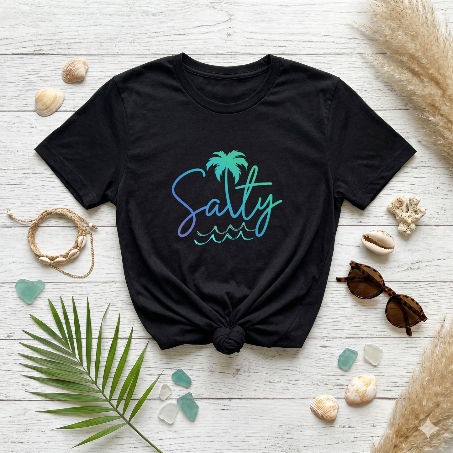 Salty Shirt, Beach Vibes Tee, Coastal Graphic Shirt, Palm Tree Ocean Shirt, Summer Aesthetic Shirt, Minimal Beach Tee, Ocean Lover Gift