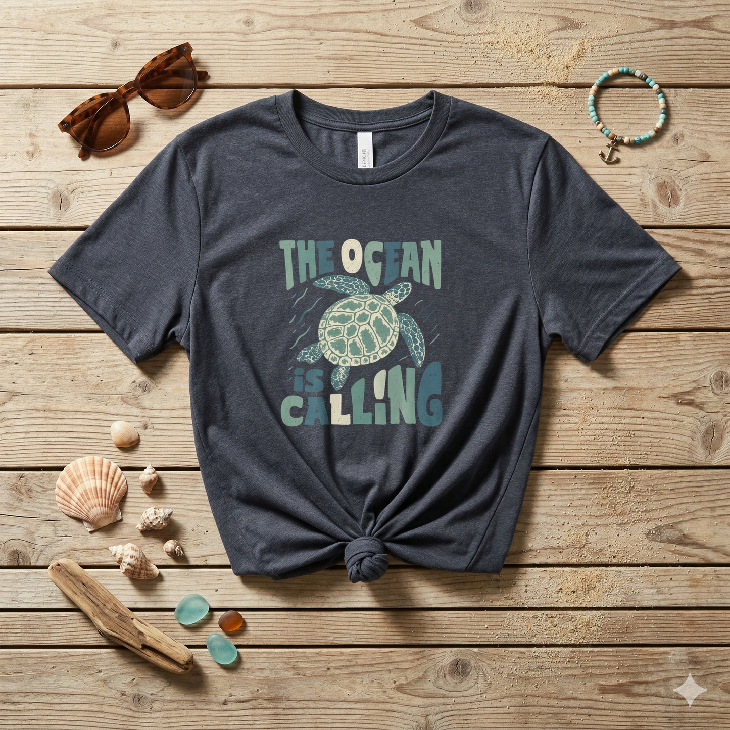 The Ocean Is Calling Shirt, Sea Turtle Tee, Beach Lover Shirt, Ocean Vibes T-Shirt, Coastal Aesthetic Tee, Minimal Turtle Shirt, Summer Beach Tee
