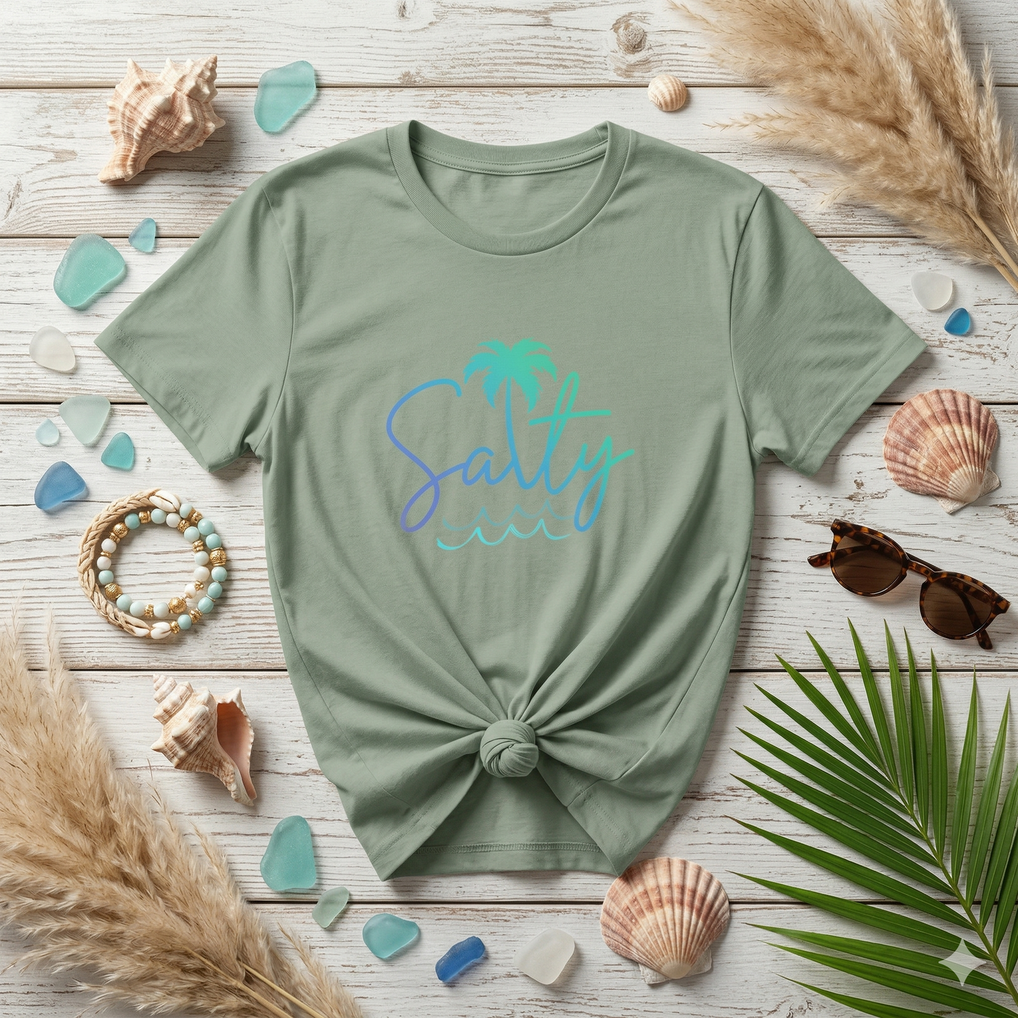 Salty Shirt, Beach Vibes Tee, Coastal Graphic Shirt, Palm Tree Ocean Shirt, Summer Aesthetic Shirt, Minimal Beach Tee, Ocean Lover Gift
