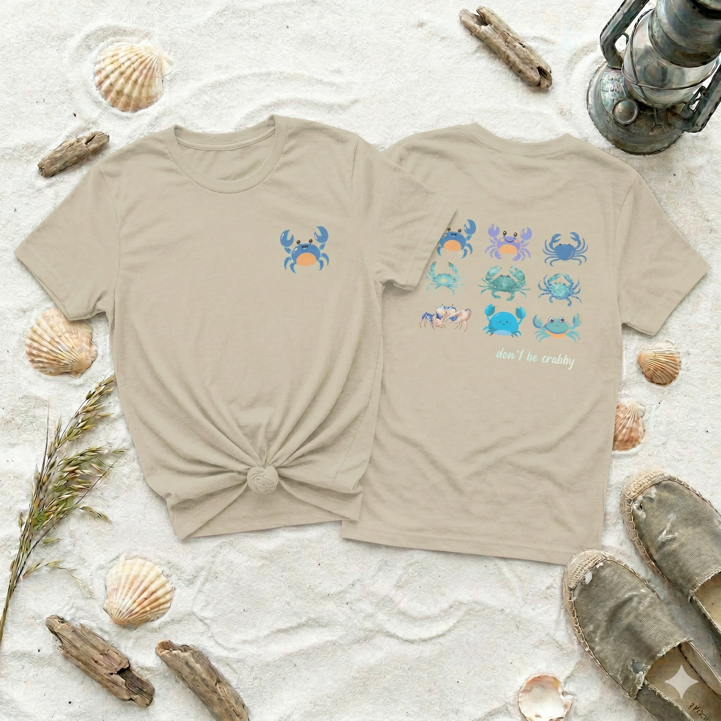 Don’t Be Crabby Shirt, Cute Crab T-Shirt, Beach Vibes Tee, Funny Ocean Shirt, Coastal Graphic Tee, Summer Aesthetic Shirt, Minimal Front Pocket Crab Tee