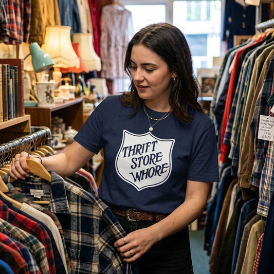 Thrift Store Whore Shirt, Funny Thrifting Tee, Vintage Lover Gift, Thrift Queen Aesthetic, Retro Humor Graphic Tee, Secondhand Style Shirt