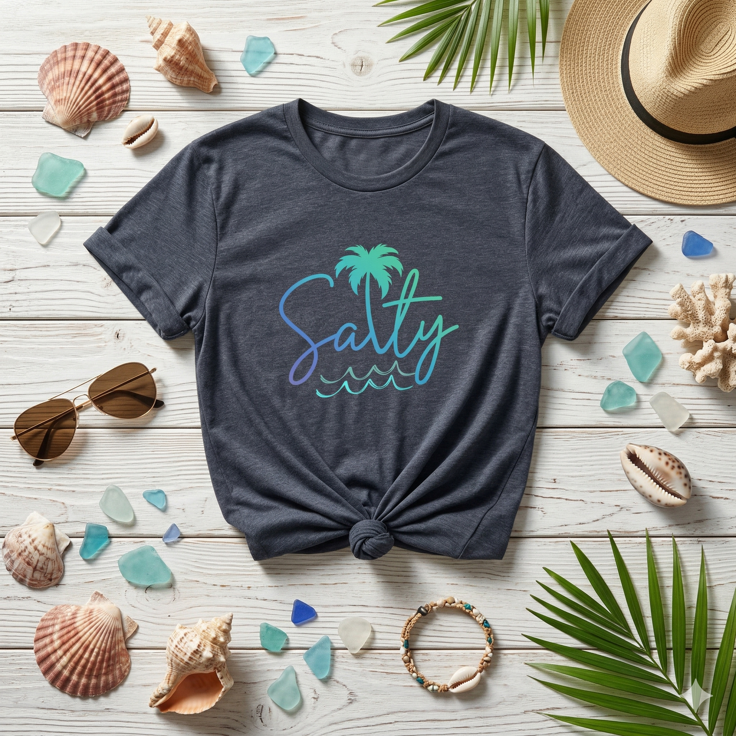 Salty Shirt, Beach Vibes Tee, Coastal Graphic Shirt, Palm Tree Ocean Shirt, Summer Aesthetic Shirt, Minimal Beach Tee, Ocean Lover Gift